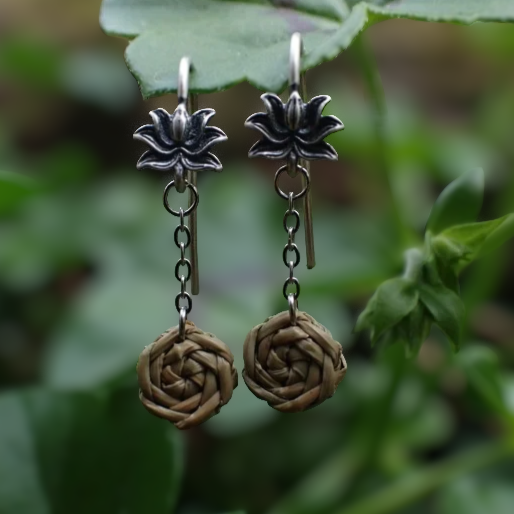 Boucles d'oreille argent sterling et pin laricio