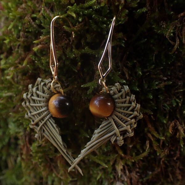 bloucles d'oreilles laiton & oeil de tigre